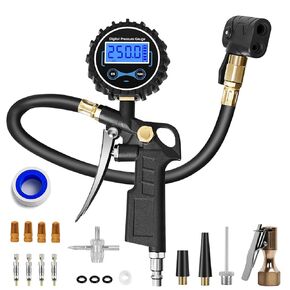 مقياس ضغط إطارات الدراجات الرقمية ، محول Presta Valve ، Schrader إلى Presta Valve Adapter لضاغط الهواء ، محول صمام Schrader ، أسهل استخدام Presta و Schrader Air Compressor Tool