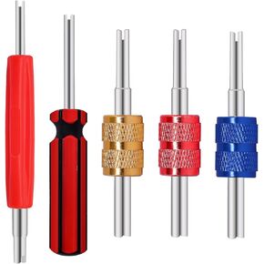 TWTADE Tire Valve Stem Removal Tool Kit, R12 R134a Air Conditioning Valve Core Remover Tool, Single and Dual Heads Valve Core Remover Schrader Valve Tool