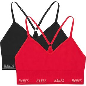 Hanes Women's Moves Seamless Triangle Wireless, 360° Flex Light Support Pullover Bra, Odor Control, 2-Pack