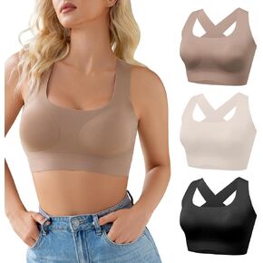 DEANGELMON Seamless Bras for Women Wirefree Full Coverage Padded Bra Criss-Cross Back Smoothing Bra Comfort Sleep Bralettes