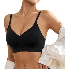 Bras for Women No Underwire, S-2XL, Seamless Wireless Bralettes, Padded T-Shirt Bra with Adjustable Straps