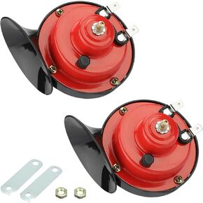 2PCS Car Horn, Air Horn Replacement Kit, 12V Car Snail Air Horn, Super Loud Train Horns, Waterproof Truck Horn, Universal Truck Accessories for Men (Red)