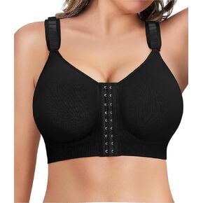 LANCS Wireless Front Closure Bras for Women Compression Mastectomy Bras Surgical Supportive Bra with Adjustable Straps