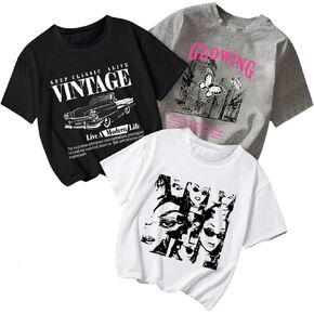 Soly Hux Girl's 3 Piece Tirts Y2K Graphic Tees Vintage التسعين