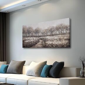 GAIDUOMAI Wildflowers Canvas Wall Art for Bedroom Blue Lake Wall Hanging Artwork Nature Colorful Wall Paintings for Living Room Dining Room 24"x48"