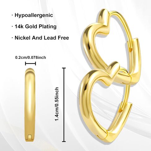925 sterling Silver Heart Hooop أقراط للنساء الفتيات الصغيرات على شكل قلب على شكل أقراط غضروف من الغضروف Hypoallergenic Huggies Higugs for Jewelry Gifts in Kuwait