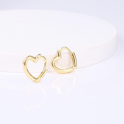 925 Sterling Silver Heart Hoop Earrings for Women Girls Small Heart Shaped Huggie Hoop Earrings Hypoallergenic Cartilage Huggies Earings for Jewelry Gifts in Kuwait