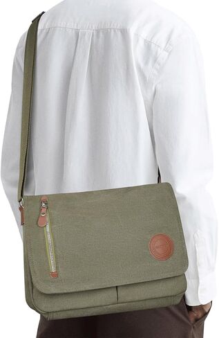 Vintage Canvas Satchel Messenger Bag for Men Women, Crossbody Bag Travel Shoulder Bag 13.5" Laptop Bag Bookbag Work in Kuwait