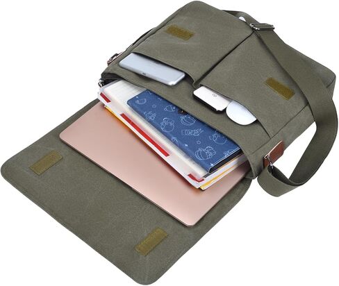 Vintage Canvas Satchel Messenger Bag for Men Women, Crossbody Bag Travel Shoulder Bag 13.5" Laptop Bag Bookbag Work in Kuwait