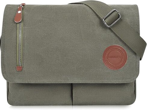 Vintage Canvas Satchel Messenger Bag for Men Women, Crossbody Bag Travel Shoulder Bag 13.5" Laptop Bag Bookbag Work in Kuwait