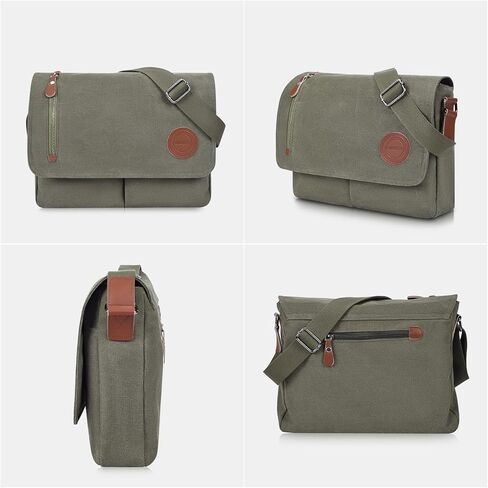 Vintage Canvas Satchel Messenger Bag for Men Women, Crossbody Bag Travel Shoulder Bag 13.5" Laptop Bag Bookbag Work in Kuwait