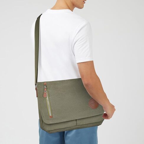 Vintage Canvas Satchel Messenger Bag for Men Women, Crossbody Bag Travel Shoulder Bag 13.5" Laptop Bag Bookbag Work in Kuwait