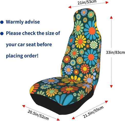 Abstract Hippie Flower Car Seat Covers, Full Set Front Bucket Seat Covers Protectors Accessories 2 PCS in Saudi Arabia