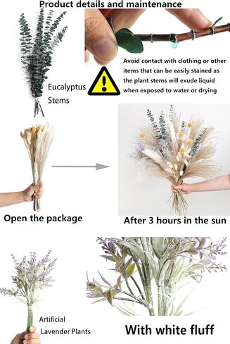 Serra Flora Natural Dried Pampas Eucalyptus Rabbit Tail Grass,(Pack of 66pcs) with 6 Kinds of DIY Bridal Artificial Bouquets Home Decor Wedding Floral Arrangement Table Centerpieces in Saudi Arabia