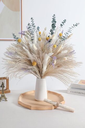 Serra Flora Natural Dried Pampas Eucalyptus Rabbit Tail Grass,(Pack of 66pcs) with 6 Kinds of DIY Bridal Artificial Bouquets Home Decor Wedding Floral Arrangement Table Centerpieces in Saudi Arabia