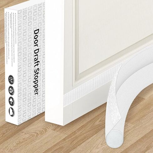 Door Draft Stopper 36 inches White, Single-Sided Sound Proof Door Noise Blocker and Door Bottom Seal Strip Stopper, Energy-Saving Under Door Soundproofing Draft Blocker Reduces Light, Sound, Dust in Kuwait