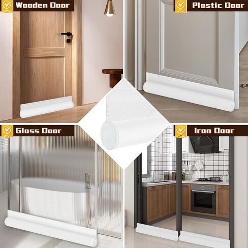 Door Draft Stopper 36 inches White, Single-Sided Sound Proof Door Noise Blocker and Door Bottom Seal Strip Stopper, Energy-Saving Under Door Soundproofing Draft Blocker Reduces Light, Sound, Dust in Kuwait