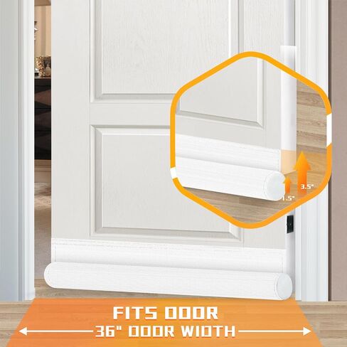 Door Draft Stopper 36 inches White, Single-Sided Sound Proof Door Noise Blocker and Door Bottom Seal Strip Stopper, Energy-Saving Under Door Soundproofing Draft Blocker Reduces Light, Sound, Dust in Kuwait
