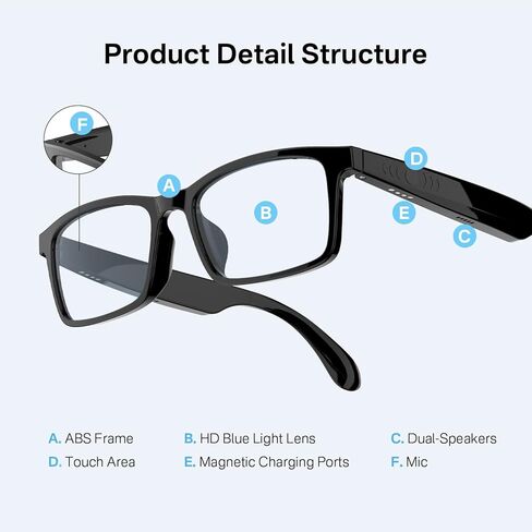 Bluetooth Audio Smart Sunglasses for Men & Women- UV400 Protection & Smart Sunglasses with Open Ear Sound, Touch Control & Voice Assistant for Music,Answering Calls,Driving,Cycling,Mountaineering in Saudi Arabia