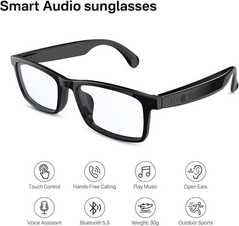 Bluetooth Audio Smart Sunglasses for Men & Women- UV400 Protection & Smart Sunglasses with Open Ear Sound, Touch Control & Voice Assistant for Music,Answering Calls,Driving,Cycling,Mountaineering in Saudi Arabia