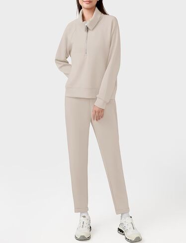 مجموعات من القطعة المكونة للسيدات من طية صدر السترة نصف سوينة سوينة سروال سروال سروال سروال صالة تسقط ملابس السقوط in Kuwait