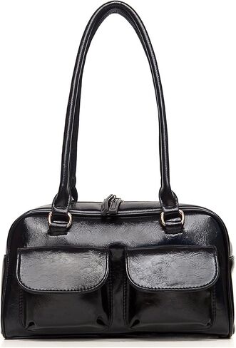 Y2K Shoulder Purses for Women Trendy - PU Leather Retro Boston Handbag, Lightweight and Versatile for Work and Travel in Saudi Arabia