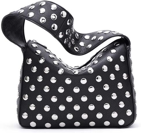 Studded Handbag for Women - Black Punk Shoulder Bag 90s 2000s Vegan Fall Fashion Trendy Purse in Saudi Arabia