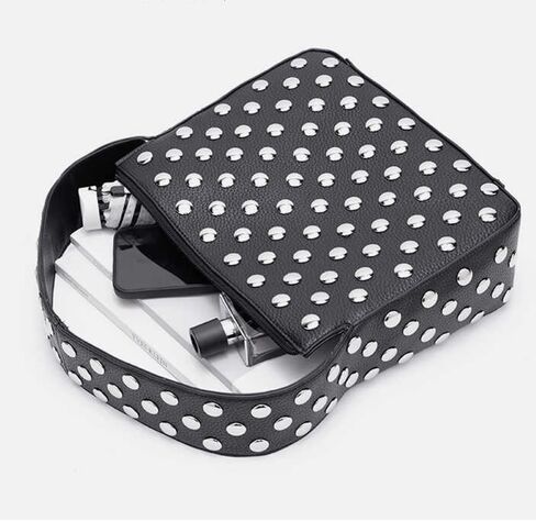 Studded Handbag for Women - Black Punk Shoulder Bag 90s 2000s Vegan Fall Fashion Trendy Purse in Saudi Arabia