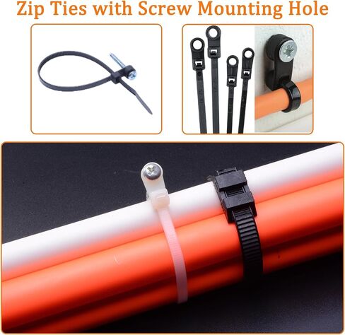 500Pcs Zip Ties Assorted Sizes Black Zip Ties with Screw Hole 100Pack 4/6/8/12 Inch Standard Cable Ties 400Pack Cable Tie with Screw Mounting Hole Plastic Wire Ties Mount Zipties Mounts in Saudi Arabia