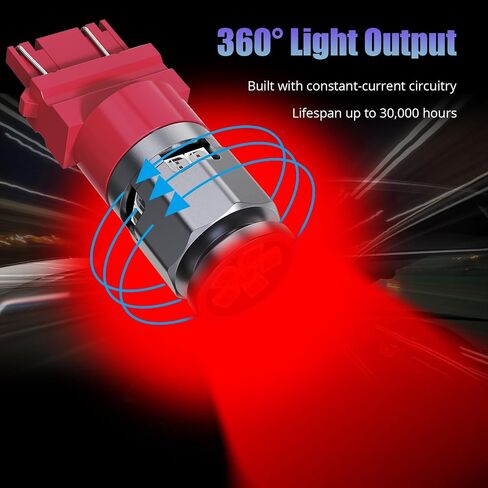 3157 LED Bulb Super Bright Red, 3047 3156 4057 3056 3057 4157 3457 4114 LED Bulbs for Brake Tail Turn Signal Blinker Lights, Pack of 2 in Kuwait