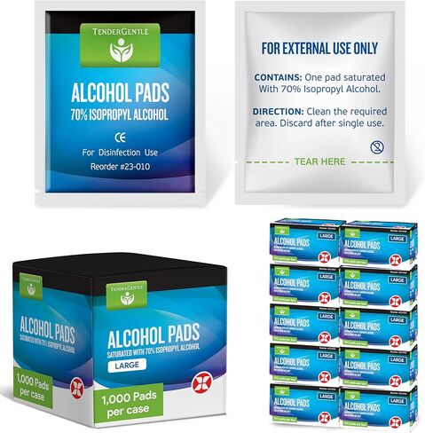 Alcohol Wipes Individually Wrapped - 100 Sterile Alcohol Prep Pads Saturated with 70% Isopropyl - Skin Prep Swabs for First Aid, Injections, Nails, and Medical Use - Large in Saudi Arabia