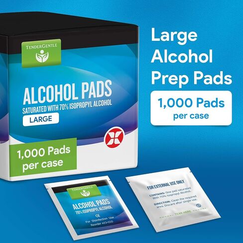 Alcohol Wipes Individually Wrapped - 100 Sterile Alcohol Prep Pads Saturated with 70% Isopropyl - Skin Prep Swabs for First Aid, Injections, Nails, and Medical Use - Large in Saudi Arabia