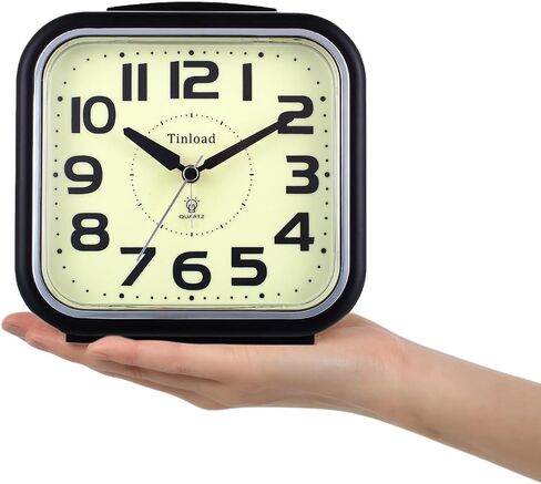 5.5" Extra Large Analog Alarm Clock Silent Non Ticking, Glow in Dark dial, Gentle Wake, Beep Sounds, Increasing Volume, Battery Operated Snooze and Manual Light, Easy Set (Best for Elder) in Saudi Arabia