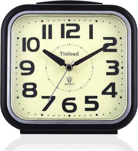 5.5" Extra Large Analog Alarm Clock Silent Non Ticking, Glow in Dark dial, Gentle Wake, Beep Sounds, Increasing Volume, Battery Operated Snooze and Manual Light, Easy Set (Best for Elder) in Saudi Arabia