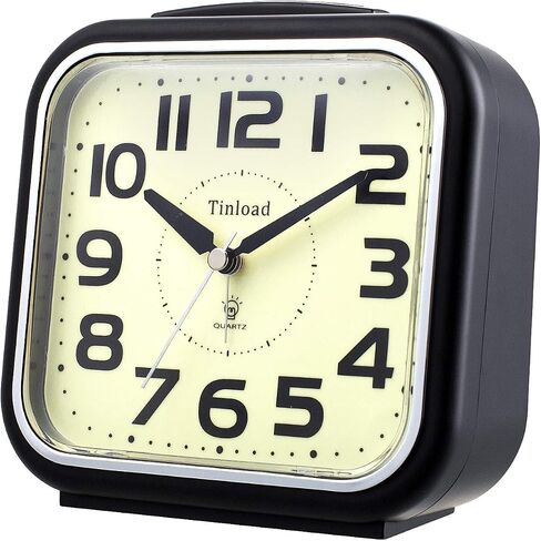 5.5" Extra Large Analog Alarm Clock Silent Non Ticking, Glow in Dark dial, Gentle Wake, Beep Sounds, Increasing Volume, Battery Operated Snooze and Manual Light, Easy Set (Best for Elder) in Saudi Arabia