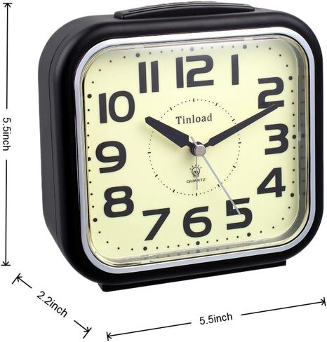 5.5" Extra Large Analog Alarm Clock Silent Non Ticking, Glow in Dark dial, Gentle Wake, Beep Sounds, Increasing Volume, Battery Operated Snooze and Manual Light, Easy Set (Best for Elder) in Saudi Arabia