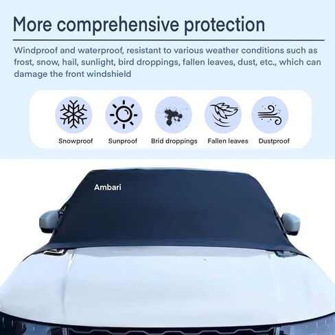 غطاء الزجاج الأمامي المزدوج للثلج والثلوج ، وحماية من أشعة الشمس ، والجانب العاكس الفضي لجانب الصيف والأسود لفصل الشتاء ، وحامي البرد ، ويتناسب مع معظم السيارات ، وسيارات الدفع الرباعي ، والشاحنات ، ودرع الصقيع المقاوم للماء M in Kuwait