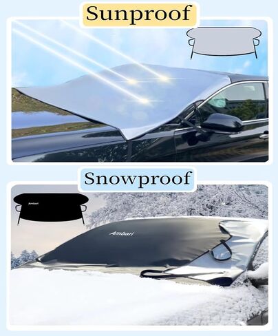 غطاء الزجاج الأمامي المزدوج للثلج والثلوج ، وحماية من أشعة الشمس ، والجانب العاكس الفضي لجانب الصيف والأسود لفصل الشتاء ، وحامي البرد ، ويتناسب مع معظم السيارات ، وسيارات الدفع الرباعي ، والشاحنات ، ودرع الصقيع المقاوم للماء M in Kuwait