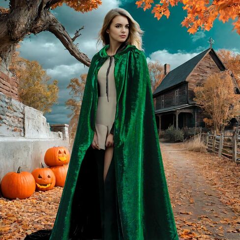 KAKU NANU Hooded Cloak Adult Teen Velvet Cape Halloween Vampire Witch Cape for Men and Women Cosplay Costumes in Kuwait