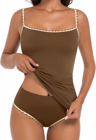 Women's Tankini Swimsuits Tummy Control Bathing Suit Two Piece Slimming Swim Suit High Waisted Color Block Swimwear in Saudi Arabia