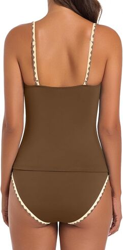 Women's Tankini Swimsuits Tummy Control Bathing Suit Two Piece Slimming Swim Suit High Waisted Color Block Swimwear in Saudi Arabia