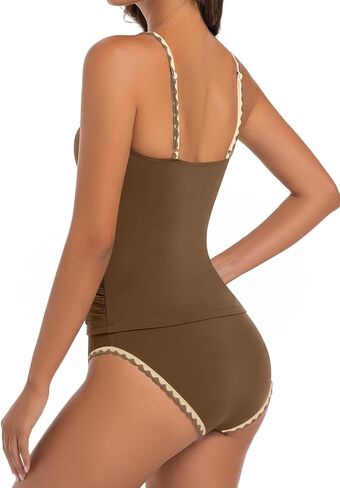 Women's Tankini Swimsuits Tummy Control Bathing Suit Two Piece Slimming Swim Suit High Waisted Color Block Swimwear in Saudi Arabia