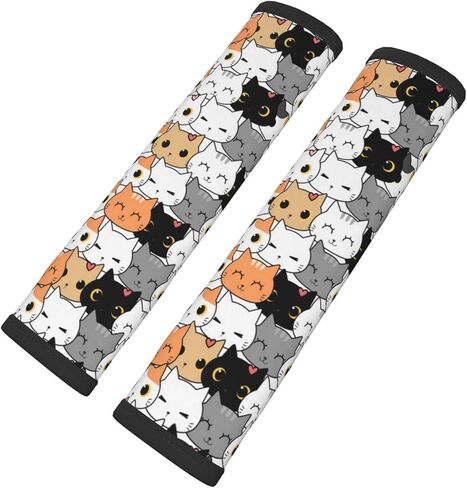 2PCS Cute Cat Soft Auto Rubber Seat Belt Cover Pad Seatbelt Shoulder Pad for A More Comfortable Driving,Suitable for All Car Interior Accessorie in Saudi Arabia