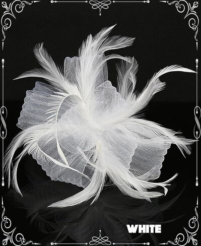 قبعات حجاب شبكية، قبعات زينة لحفلات الزفاف مع عصابة رأس ومشبك للسيدات، قبعة كنتاكي ديربي لحفلات الزفاف، أبيض in Kuwait