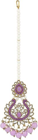 I Jewels Gold Plated Indian Wedding Bollywood Kundan Pearl Drop Choker Necklace Jewellery With Earrings & Maang Tikka Set For Women (K7276) in Saudi Arabia