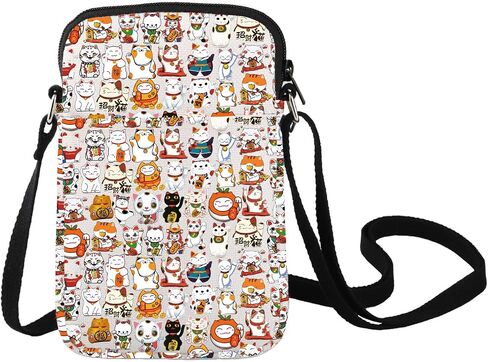 LEVLO Maneki Neko Crossbody Bag Kawaii Cat Lover Gift Lucky CatShoulder Bag Lucky Cat Merchandise in Saudi Arabia