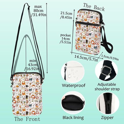 LEVLO Maneki Neko Crossbody Bag Kawaii Cat Lover Gift Lucky CatShoulder Bag Lucky Cat Merchandise in Saudi Arabia