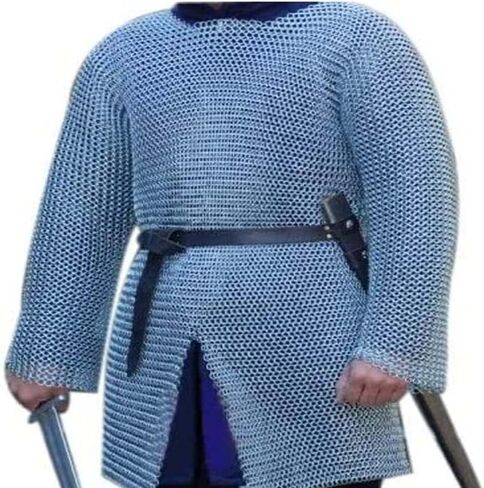 AnNafi® Medieval Hauberk Chainmail Full Sleeve Shirt Mild Steel 10 mm Butted Ring | Reenactment Cosplay Costume in Saudi Arabia