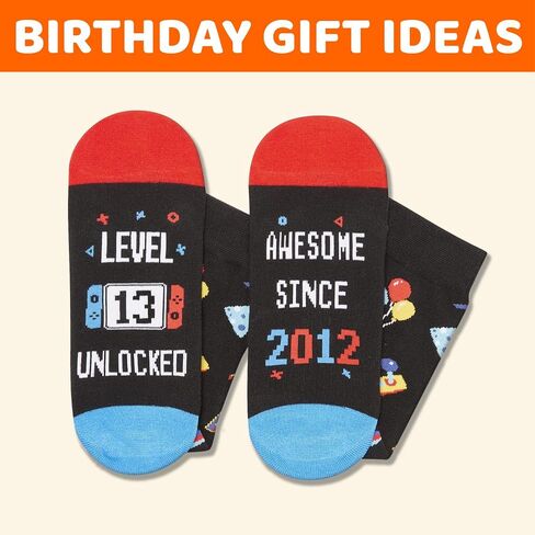HAPPYPOP 13th Birthday Gift Ideas for Teen Boys Girls - Awesome Since 2012 Birthday Socks with Greeting Card in Saudi Arabia