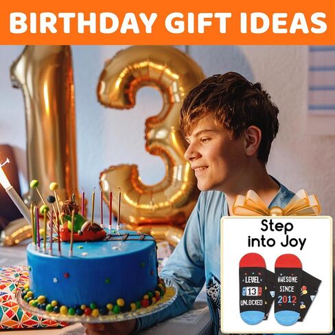 HAPPYPOP 13th Birthday Gift Ideas for Teen Boys Girls - Awesome Since 2012 Birthday Socks with Greeting Card in Saudi Arabia